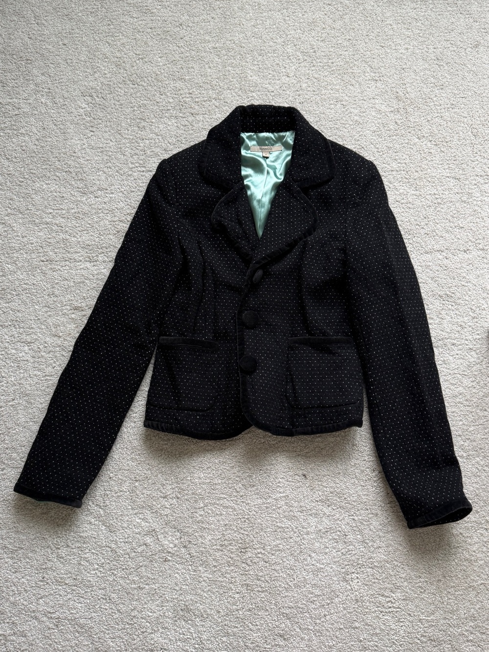 Tailored Black Polka Dot Women's Blazer Jacket